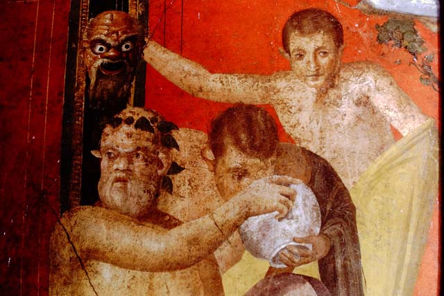 Villa of Mysteries, Pompeii. May 2006. North wall of portico P2.

