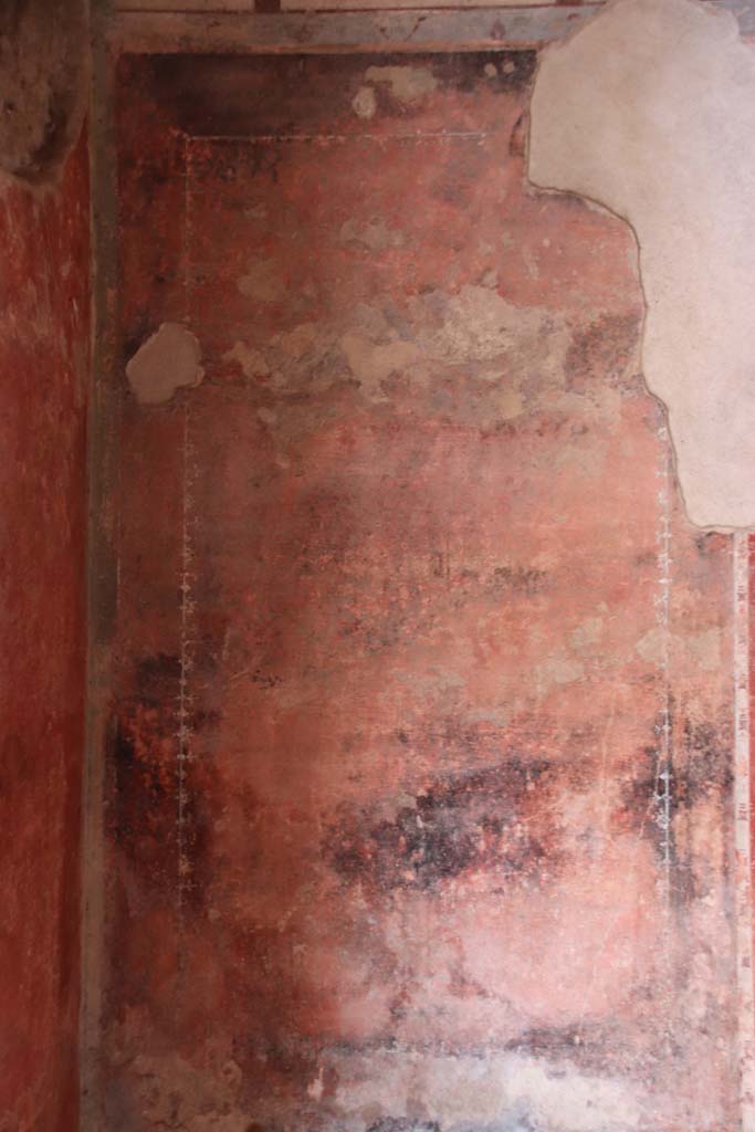 Villa Regina, Boscoreale. September 2021.
Room IV, detail from panel on west wall in south-west corner of triclinium.