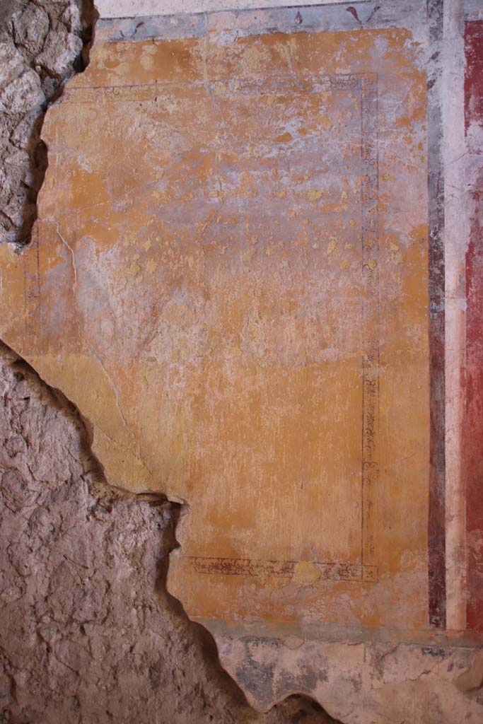 Villa Regina, Boscoreale. September 2021.
Room IV, detail of central panel on east wall. Photo courtesy of Klaus Heese.
