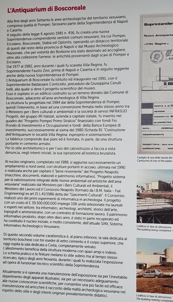 Villa Regina, Boscoreale. December 2023.
Italian information description card. Photo courtesy of Miriam Colomer.