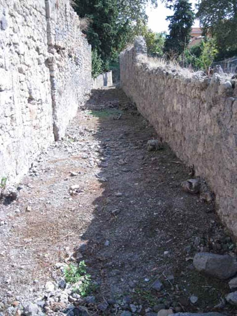 Unnamed vicolo between I.5 and I.1. September 2010. Looking south from the junction with Vicolo del Conciapelle. Photo courtesy of Drew Baker.
