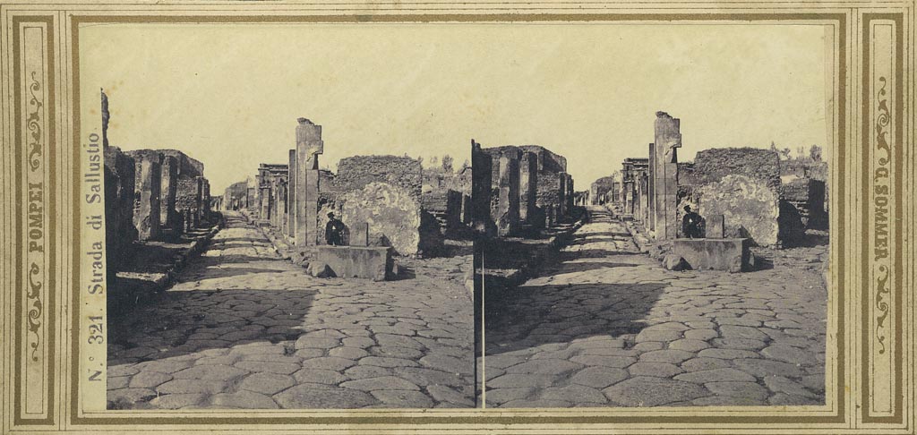 Via Consolare at junction with Vicolo di Narciso.
1860-1870s stereoview by Sommer entitled Strada di Sallustio. Photo courtesy of Rick Bauer.