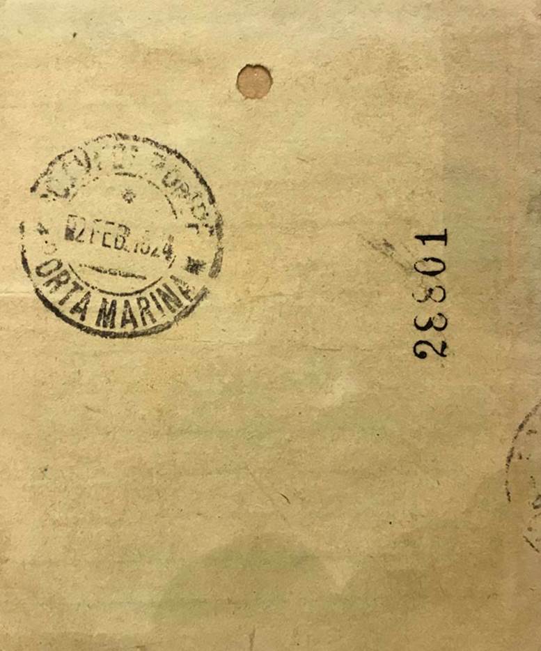 Pompeii ticket (reverse side) dated 2nd February 1924. Photo courtesy of Rick Bauer.