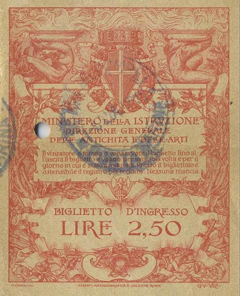 Pompeii, 1920 ticket. Photo courtesy of Rick Bauer.