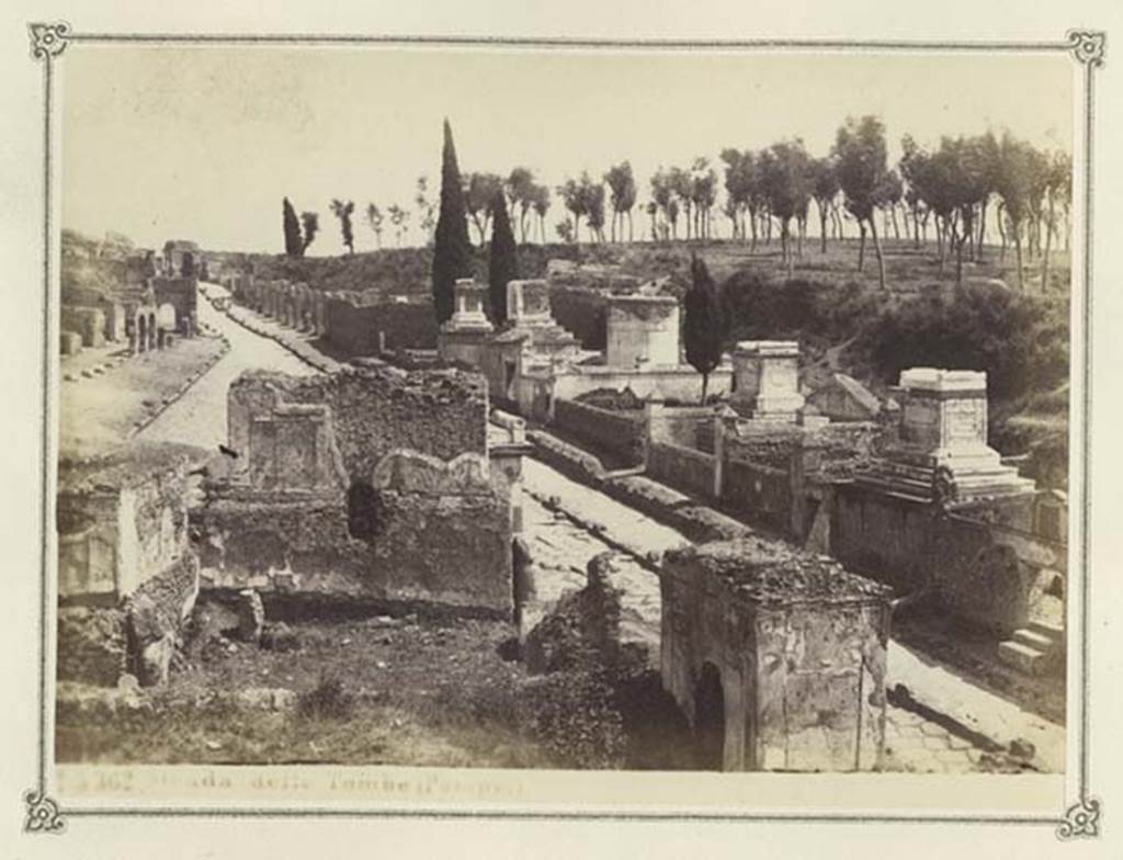 Via dei Sepolcri. Old postcard by Novelli. Looking north from outside HGE12. Photo courtesy of Drew Baker.