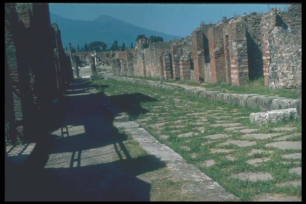 Via delle Scuole. Looking north from VIII.2.17.
Photographed 1970-79 by Günther Einhorn, picture courtesy of his son Ralf Einhorn.

