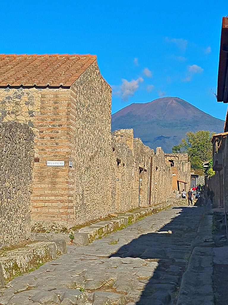 Via di Nocera, west side, May 2010. Looking south along I.20 towards the Porta Nocera, from near I.20.5