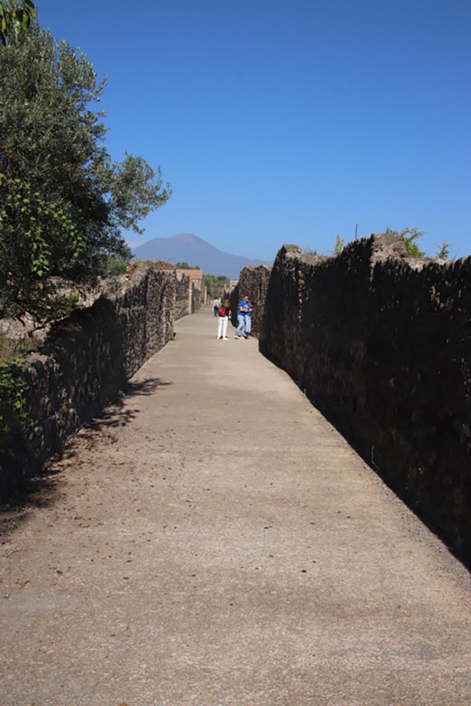 Vicolo dei Fuggiaschi, Pompeii. October 2022.
Looking north between I.21 and I.20. Photo courtesy of Klaus Heese.