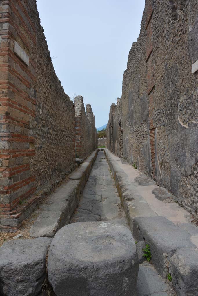 Vicolo di Tesmo, Pompeii. May 2017.
Looking north from junction with Unnamed Vicolo between IX.4 and IX.3, on left, and IX.5 and IX.6, on right.
Foto Christian Beck, ERC Grant 681269 DÉCOR