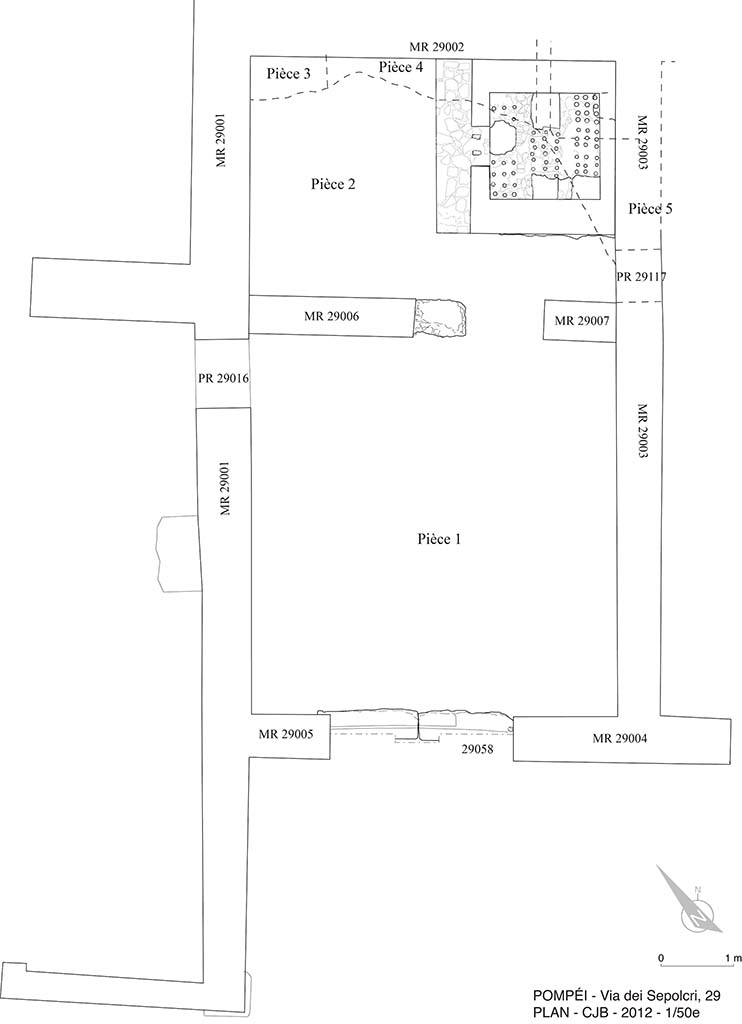Fig. 2 - Pomp�i. Plan de la boutique n. 29.
G. Chapelin, J.-A. Delorme, B. Lemaire. 
