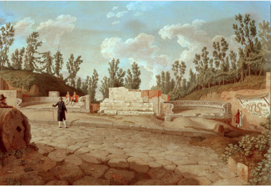 HGW04 Pompeii. 1793 Painting by Hackert showing the schola on the right.
