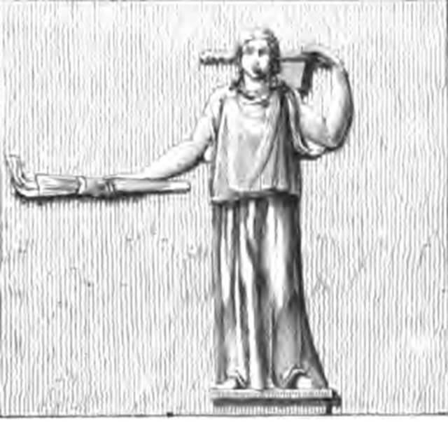 HGW20 Pompeii. 1884 drawing of stucco relief of a female figure from one of the small pilasters. See Overbeck J., 1884. Pompeji in seinen Geb�uden, Alterth�men und Kunstwerken. Leipzig: Engelmann. (p. 418, fig. 218).