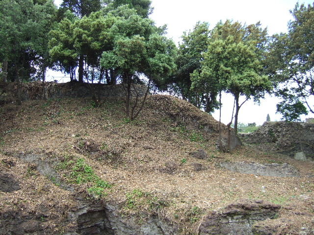 Possible site of Pompeii Tower I from VIII.7.30 Triangular Forum. May 2006. Looking south.