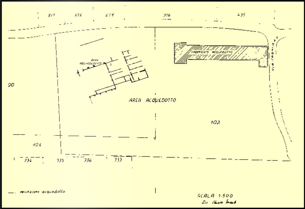 Gragnano. Propriet� Liguori, via dei Sepolcri. Plan
Vedi/See Di Massa G. 2000. Il Territorio di Gragnano nell�antichit� e l�ager Stabianus, Castellamare, p. 23.
