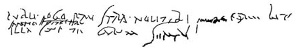 Villa of P Fannius Synistor at Boscoreale. 1900. Graffito from room 20, apodyterium..
On the back wall to the left of the entrance into the frigidarium was seen graffitti above the stucco.
It was in two lines, with an addition between the first and the second line. 
Some words at the beginning of the first and third lines could be read by prof. A. Sogliano. 

Publi, rogo frustra, noli tibi��..
��.. caru(m)
Illa���.. te carum semp(er)

According to Epigraphik-Datenbank Clauss/Slaby (See www.manfredclauss.de) this reads

Publi rogo frustra noli tibi
[6]
illa [3] te carum semp(er)       [CIL IV, 5437 = CLE 01937]

Also found in the room 20 was a great bronze candelabra, with feet shaped as a bovine hoof. There were also various chicken skeletons.  
According to Barnabei, the discovery of the skeletons of chickens here was not surprising.
It was easy to imagine the animals fleeing in all directions due to their instinct to escape death during the tremendous catastrophe.
See Barnabei F., 1901. La villa pompeiana di P. Fannio Sinistore. Roma: Accademia dei Lincei. p.17, Fig. 2.