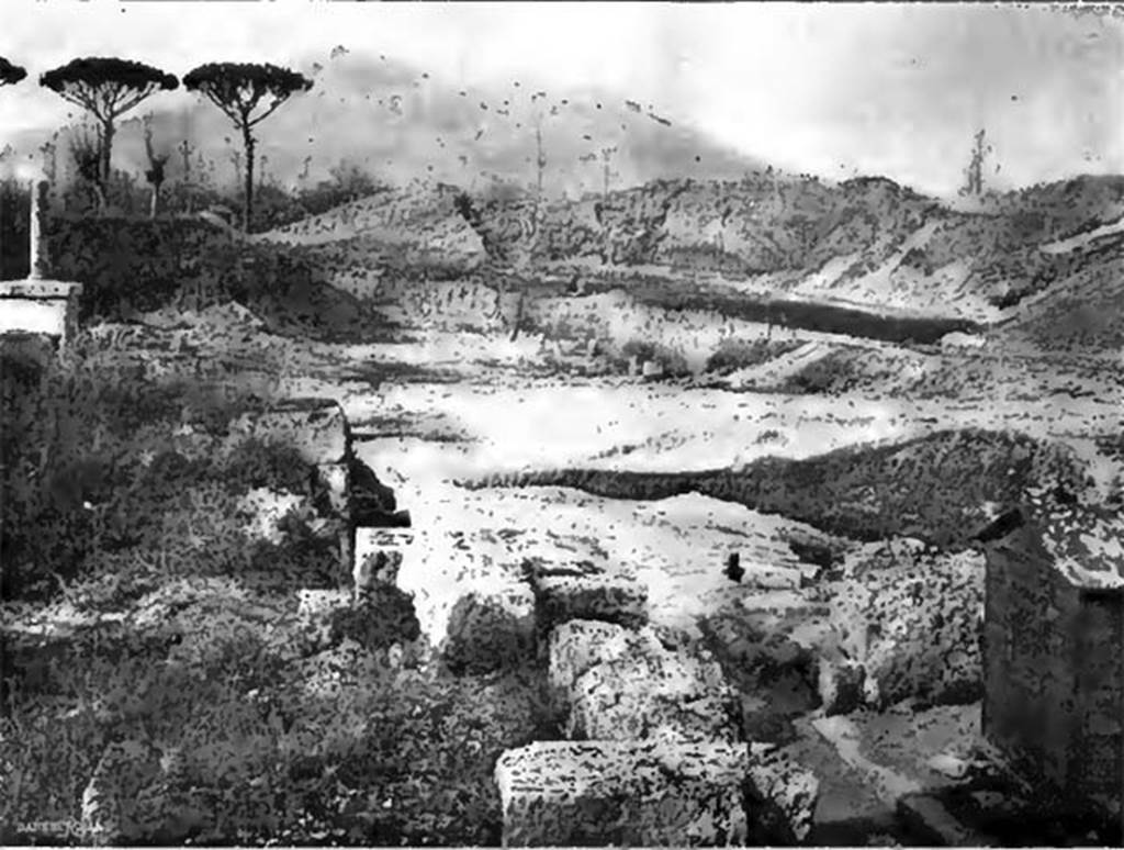 Villa of T. Siminius Stephanus, fondo Barbatelli. 1910 excavations to enlarge the area outside of the Vesuvian Gate. Looking north towards area that the Villas 20 and 21 would have been buried beneath. See Notizie degli Scavi di Antichit�, 1910, p.558, fig 2.