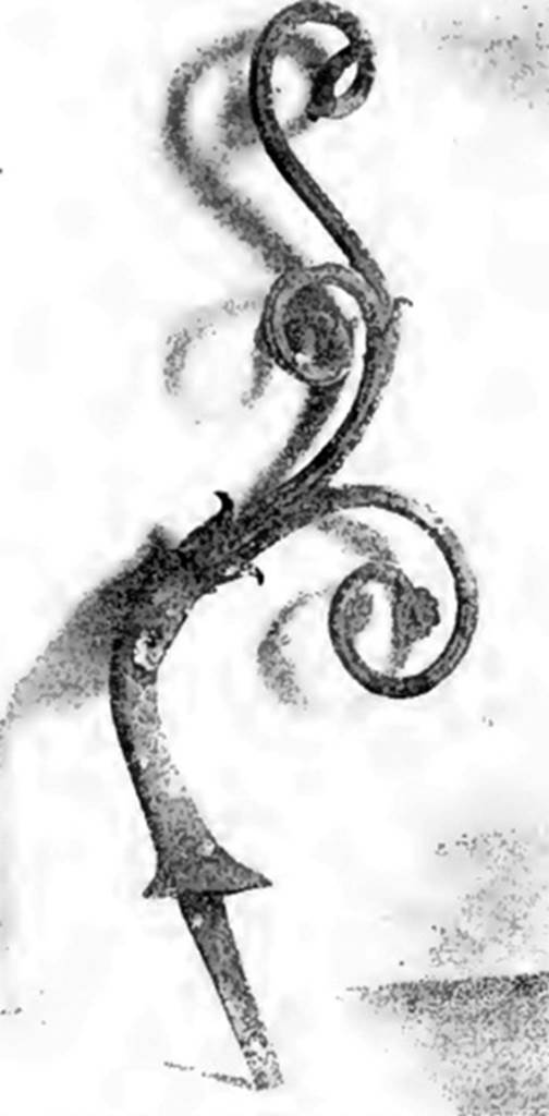 Villa of T. Siminius Stephanus, fondo Barbatelli. November 1899. One of the two spiral arms probably to suspend something from. See Notizie degli Scavi di Antichit�, 1899, p. 443, fig. 5.