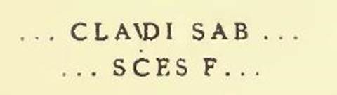 a shallow basin with mark, new for vol. X of CIL: which read as:
(Ti) Claudi Sab(ini)
(Cre)sce(n)s f(ecit)