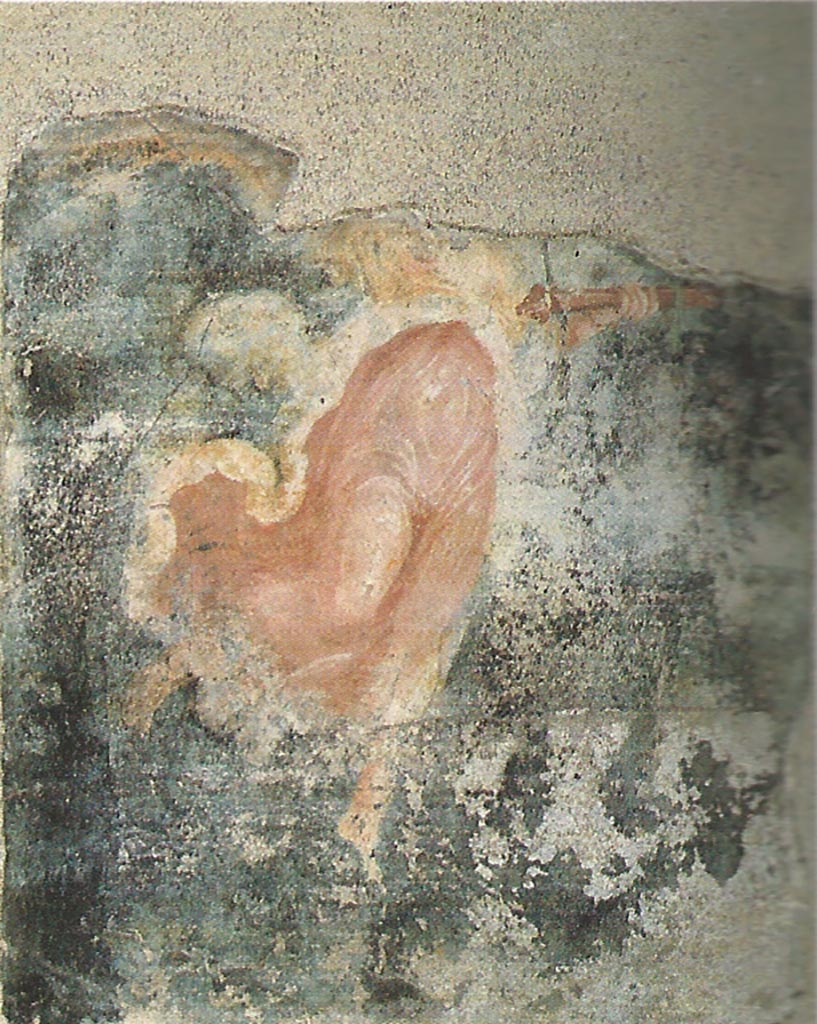 Complesso dei triclini in località Moregine a Pompei. Triclinium D.
Vittoria alata con uno scettro. Winged Victory holding a sceptre.
PAP inventory number 39566.