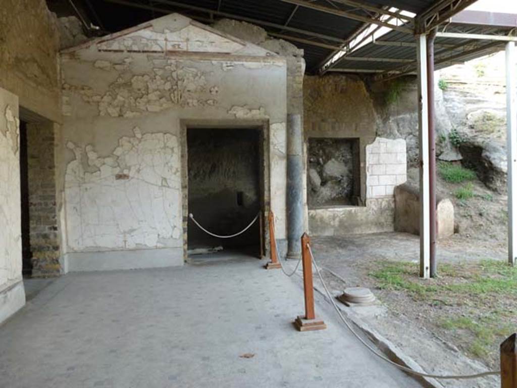 Oplontis Villa of Poppea, September 2011. Photo for comparison to the one above, showing the northern end of the west portico.
This is the doorway of room 97 at the north end, looking into the unexcavated area.
Photo courtesy of Michael Binns.
