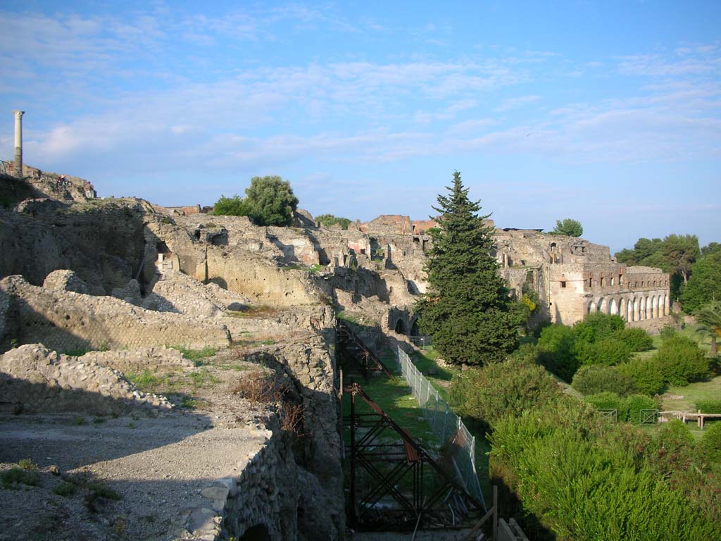 VIII.1.3 Pompeii. May 2010.
Looking east from rear of Temple of Venus, with VIII.2.1 in centre, and VIII.2.20 Sarno Baths, on right. Photo courtesy of Ivo van der Graaff.