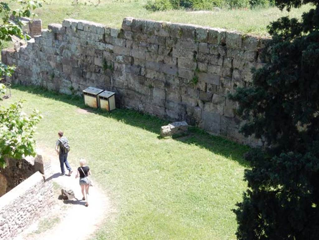 Pompeii city walls west of Vesuvian Gate. May 2015.
Looking south-east towards north end of Vesuvian Gate, on left. Photo courtesy of Buzz Ferebee.