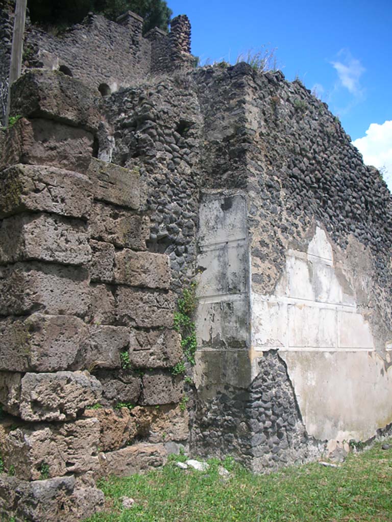 Tower X, Pompeii. May 2010.
Looking east along City Wall, towards west side of Tower X. Photo courtesy of Ivo van der Graaff.